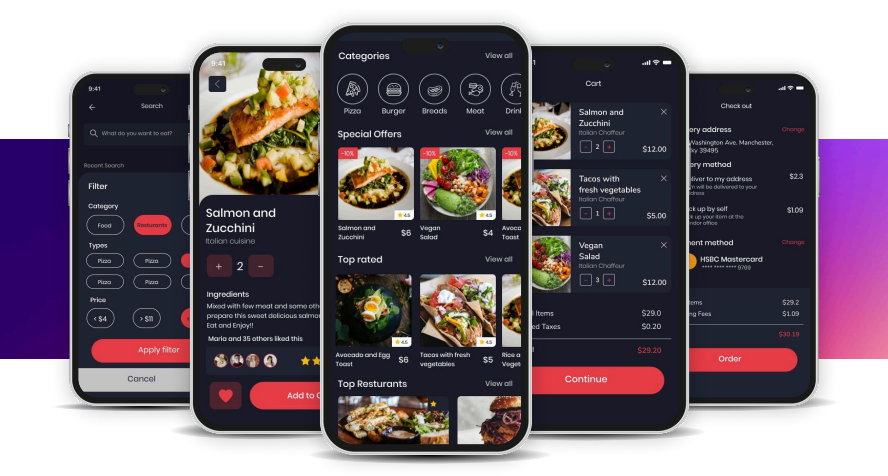 Food delivery mobile app — real-time order tracking and reviews
